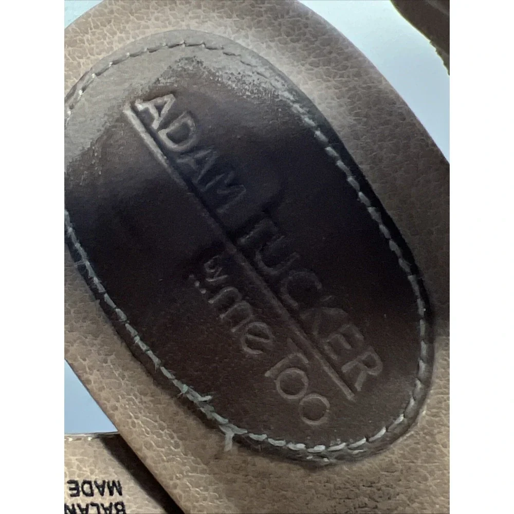 ADAM TUCKER Me Too Leather Up Sandals Chunky Heel Brown‎ Sz 7M Open Toe
